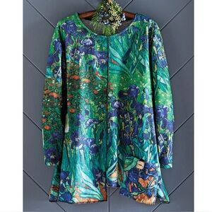 Hanna Tyler Iris Impressionist Pocket Top Women’s Size L Van Gogh Art To Wear
